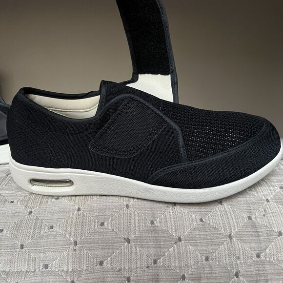 Youyun Black Diabetic Edema Walking Casual Shoe Hook & Loop Strap Men’s 11 NWOT - Picture 3 of 11